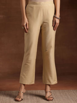 Libas - Beige Solid Straight Pockets Pant