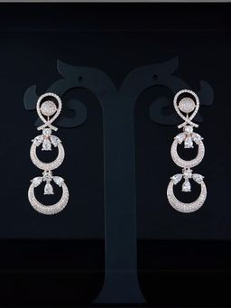 I Jewels - White Rose Gold Plated Stones Earrings (Set of 2)