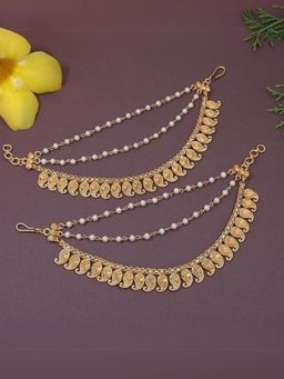 I Jewels - White Gold Plated Pearl Ear Chain (Set of 2)