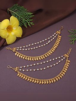 I Jewels - White Gold Plated Pearl Ear Chain (Set of 2)