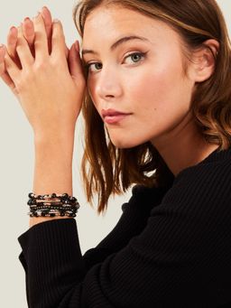 Accessorize London - Black Stones Bracelets (Pack of 10)