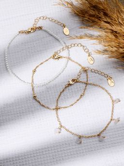 Accessorize London - Pink Stones Anklet (Pack of 3)