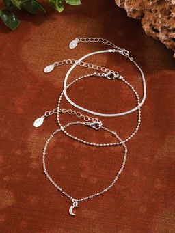 Accessorize London - Silver Stones Anklet (Pack of 3)