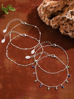 Accessorize London - Multi-Color Stones Anklet (Pack of 4)