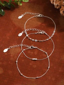 Accessorize London - Silver Statement Anklet (Pack of 3)