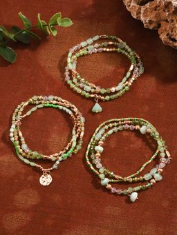 Accessorize London - Green Stones Bracelets (Pack of 10)