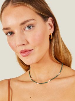 Accessorize London - Green Gold Plated Stones Necklace