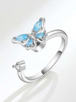 Aatmana - Blue Silver Plated Stones Ring