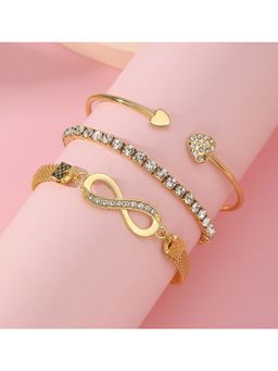 Aatmana - White Gold Plated Stones 3 Bracelets (Pack of 3)