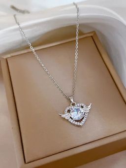 Aatmana - White Silver Plated Stones Necklace