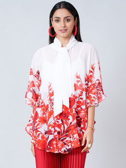 First Resort by Ramola Bachchan - White Floral Top