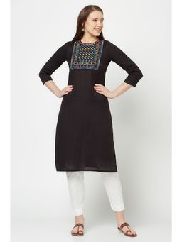Barara Ethnic - Black Kurta with Yoke Embroidery Work