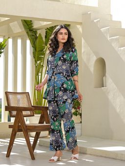 Yufta - Multi-Color Cotton Ethnic Floral Print Co-Ord (Set of 2)