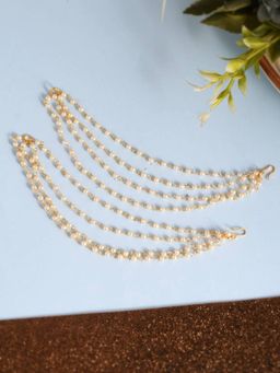 NVR - Pearl Studded Classic Gold-Plated 4 Layered Ear Chain