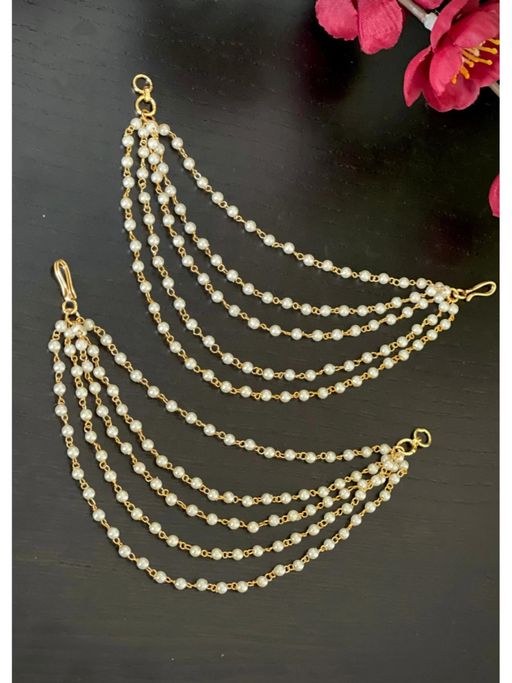 NVR Pearl Studded Classic Gold-Plated 5 Layered Ear Chain