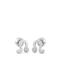 Candere by Kalyan Jewellers - 18K White Gold and Diamond Leo Stud Earring for Women