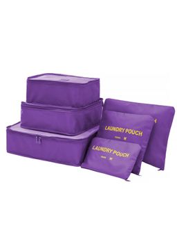 Awestuffs - Purple Travel Luggage Organizer Packing Cubes Pouch (Pack Of 6)