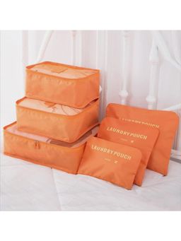 Awestuffs - Orange Travel Luggage Organizer Packing Cubes Pouch (Pack Of 6)