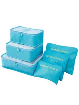 Awestuffs - Blue Travel Luggage Organizer Packing Cubes Pouch (Pack Of 6)