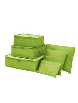 Awestuffs - Green Travel Luggage Organizer Packing Cubes Pouch (Pack Of 6)