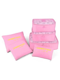 Awestuffs - Pink Travel Luggage Organizer Packing Cubes Pouch (Pack Of 6)
