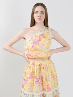 VERO MODA - Yellow Floral One Shoulder Top