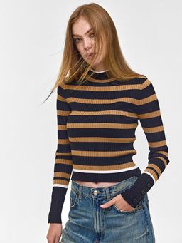 Cover Story - Black And Beige Stripped Top