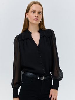 Cover Story - Black Long Sleeves Shirt Top