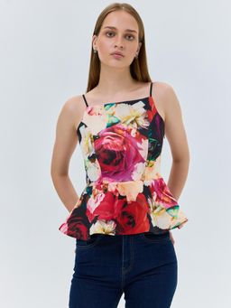 Cover Story - Floral Printed Peplum Top