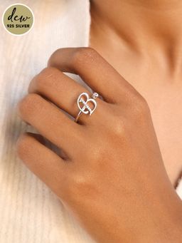 Pipa Bella by Nykaa Fashion - Dew by PB Silver-plated 925 Sterling Silver Stone Studded Initial B Ring