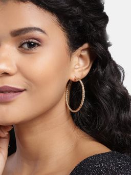 Carlton London - Gold Plated Bold Fancy Hoop Earrings