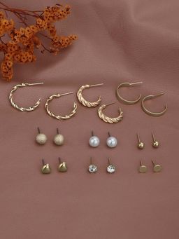 Carlton London - Two Tone Cz and Pearl Earrings (Pack of 9)