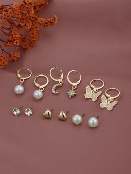 Carlton London - Two Tone Cz and Pearl and Stone Earrings (Pack of 6)