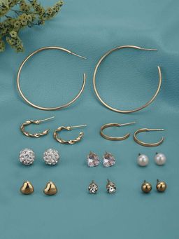 Carlton London - Two Tone Cz and Pearl and Stone Earrings (Pack of 9)