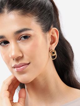Carlton London - Gold Plated Fibonacci Spiral Drop Earring