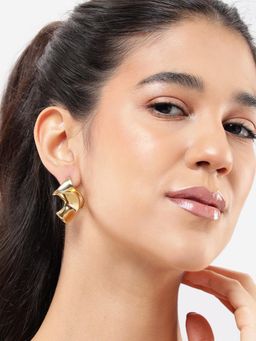 Carlton London - Gold Plated Contemporary Drop Earrings
