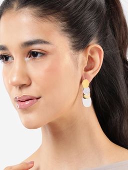 Carlton London - Gold and Silver Plated Multi Disc Drop Earrings