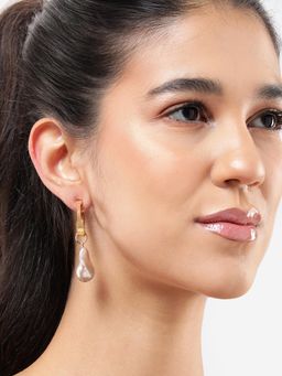 Carlton London - Gold Plated Dangling Pearl Drop Earrings