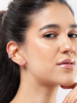 Carlton London - Gold Plated Pearl and Cz Fancy Ear Cuff