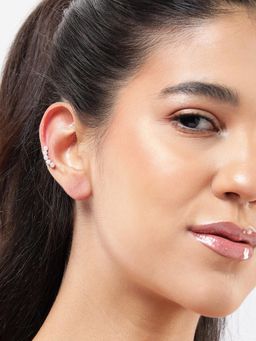 Carlton London - Silver Plated Pearl Fancy Ear Cuffs