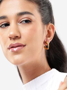 Carlton London - Gold Plated Heart Half Hoop Earrings