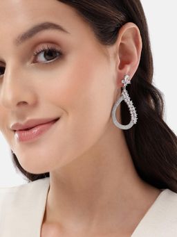 Carlton London - Premium Silver Plated Cz Tear Drop Fancy Earrings