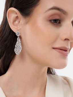 Carlton London - Premium Silver Plated Cz Bridal Drop Earrings