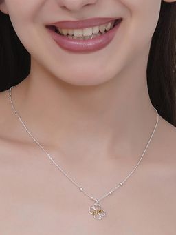 Carlton London - 18Kt Gold and Rhodium Plated Floral Pendant Necklace