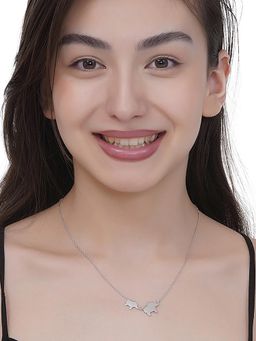 Carlton London - Rhodium Plated Mom and Baby Elephant Necklace