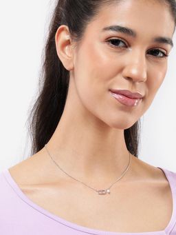 Carlton London - Rhodium Plated Minimal White Pearl Necklace