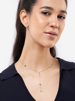 Carlton London - Rhodium Plated and Dangling Bar Lariat Necklace