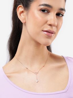 Carlton London - 18Kt Rose Gold Plated Star Charm Cz Heart Lariat Necklace