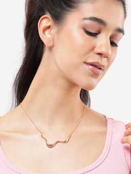 Carlton London - Gold Plated Curved Bar Necklace