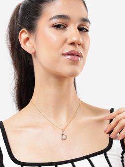Carlton London - Gold Plated Cz Stone Tear Drop Pendant Fancy Necklace